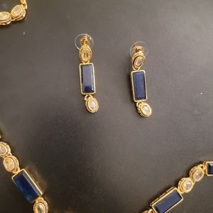 Navy blue earrings and necklace